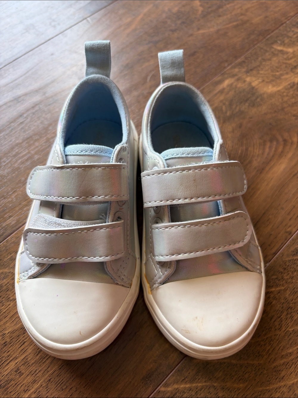 Kids Metallic Silver Velcro Sneakers
